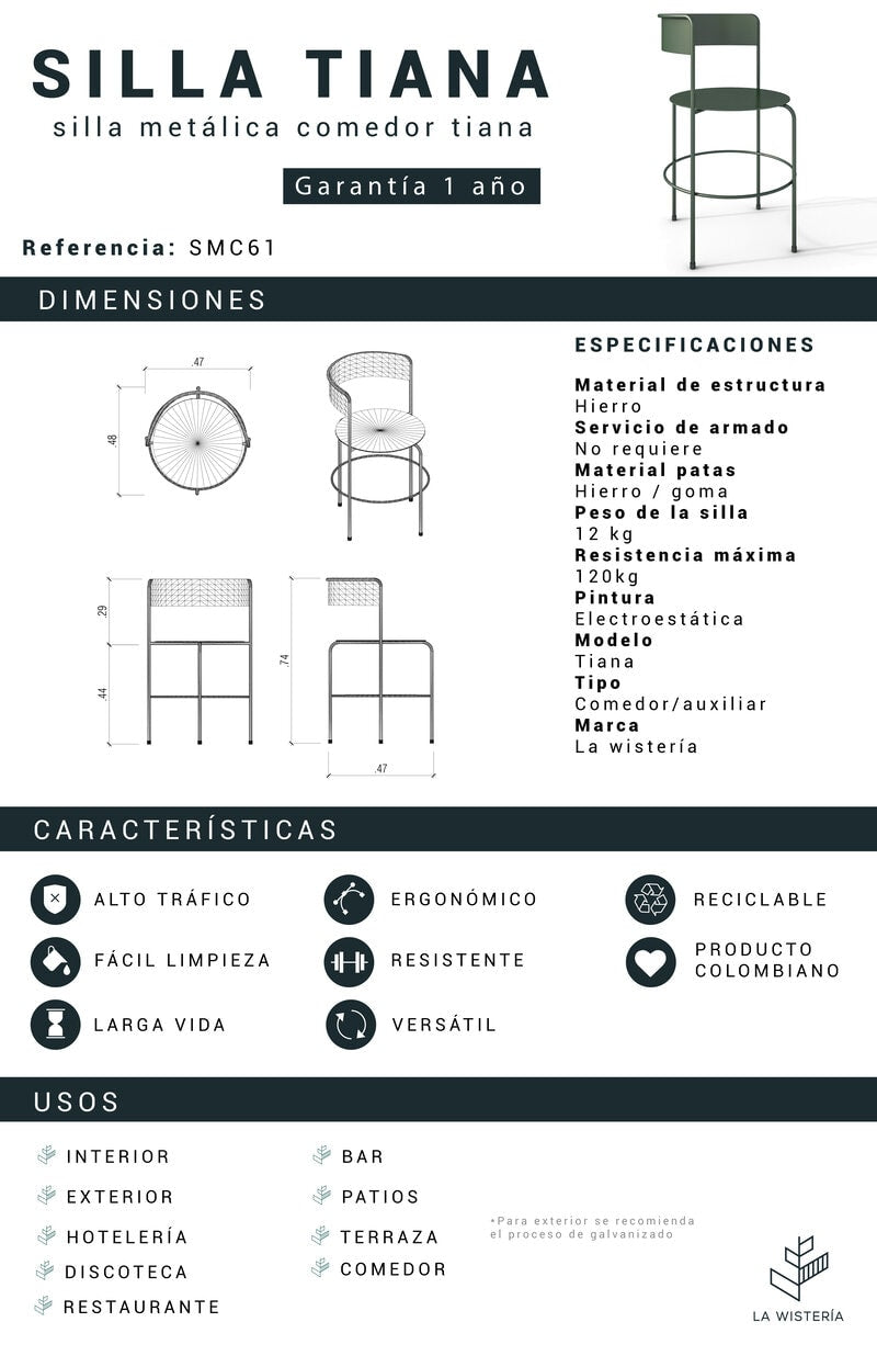 Silla Tiana de comedor sin tapizar