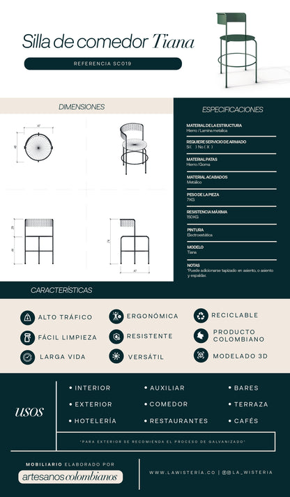 Silla Tiana de comedor tapizada